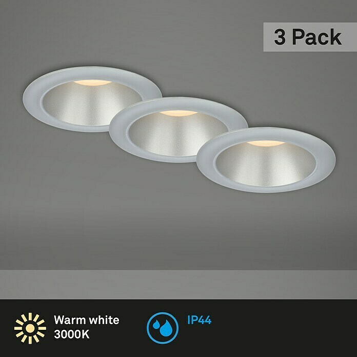 Briloner Led-inbouwspotset (Ø x h: 95 x 54 mm, Chroom, 3 st., Warm wit) | BAUHAUS