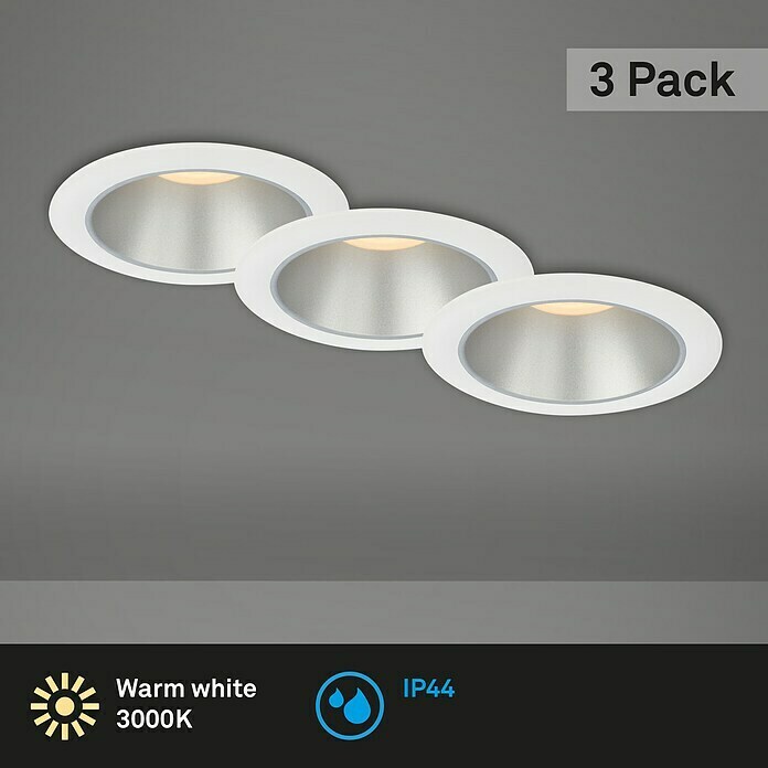 Briloner Led-inbouwspotset (Ø x h: 95 x 54 mm, Wit/Zilver) | BAUHAUS