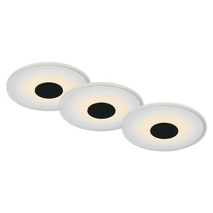 Briloner Led-inbouwspotset (Ø x h: 120 x 36 mm, Wit/Zwart, 3 st.) | BAUHAUS