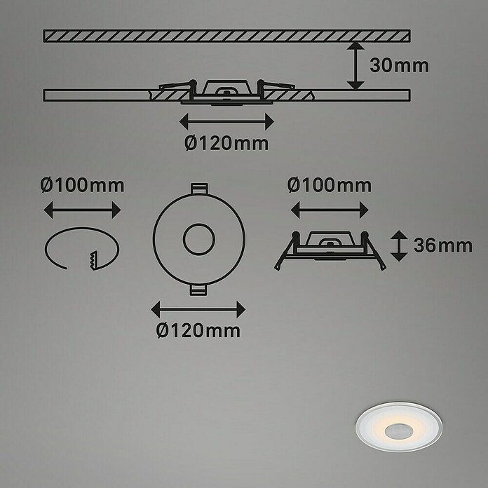 Briloner Led-inbouwspotset (Ø x h: 120 x 36 mm, Aluminium, 3 st.) | BAUHAUS