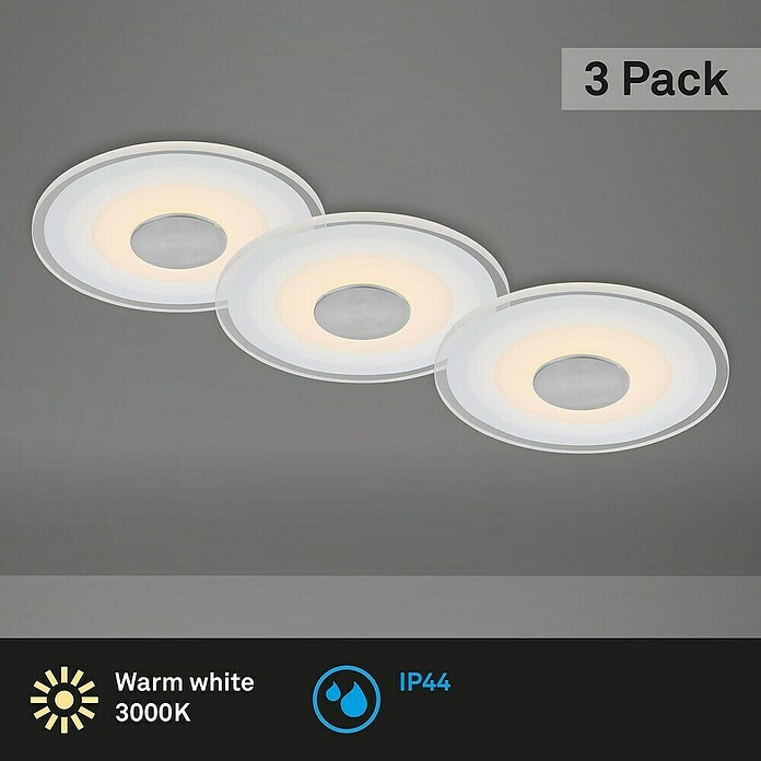 Briloner Led-inbouwspotset (Ø x h: 120 x 36 mm, Aluminium, 3 st.) | BAUHAUS