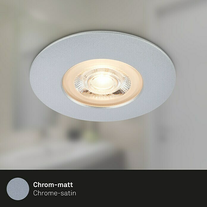 Briloner Led-inbouwspotset (Ø x h: 68 x 25 mm, Chroom, 3 st., Warm wit) | BAUHAUS