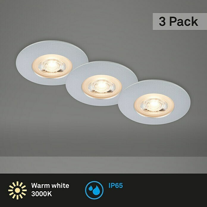 Briloner Led-inbouwspotset (Ø x h: 68 x 25 mm, Chroom, 3 st., Warm wit) | BAUHAUS