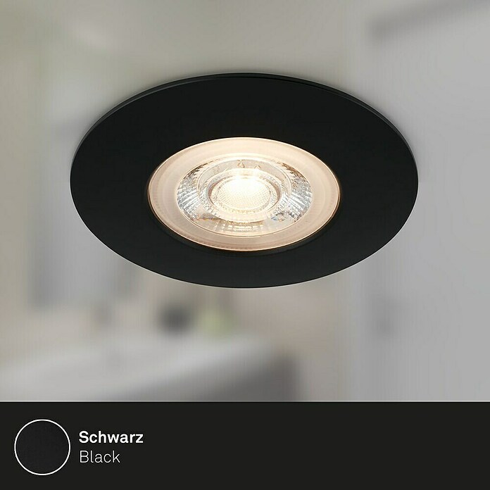 Briloner Led-inbouwspotset (Ø x h: 90 x 25 mm, Zwart, 3 st., Warm wit) | BAUHAUS