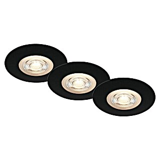 Briloner Led-inbouwspotset (Ø x h: 90 x 25 mm, Zwart, 3 st., Warm wit)