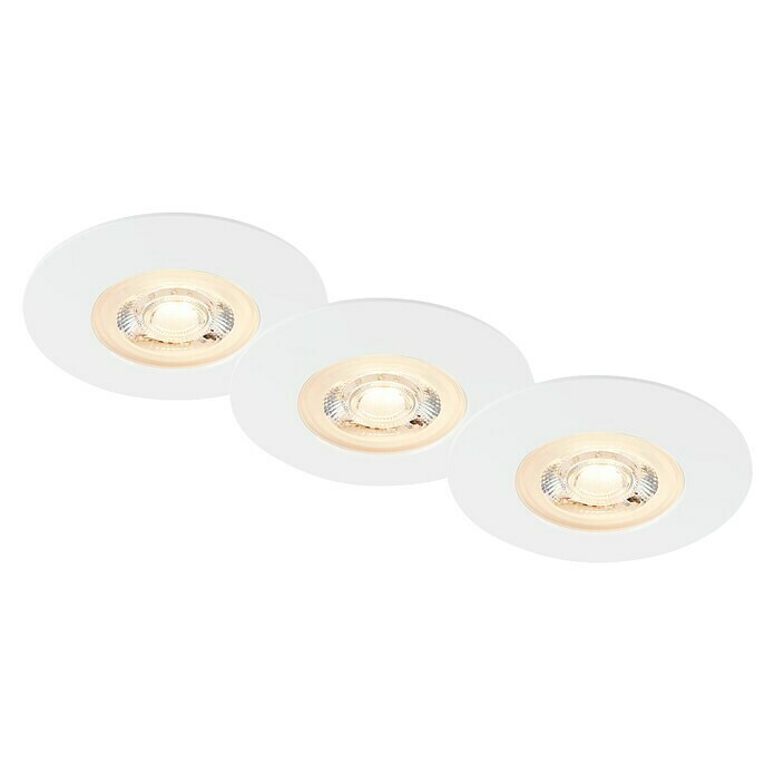 Briloner Led-inbouwspotset (Ø x h: 92 cm x 25 mm, Wit, 3 st., Warm wit) | BAUHAUS