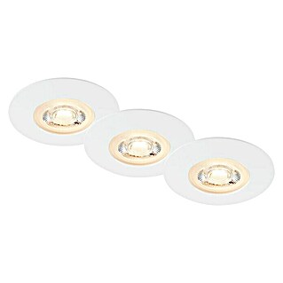 Briloner Led-inbouwspotset (Ø x h: 92 cm x 25 mm, Wit, 3 st., Warm wit)