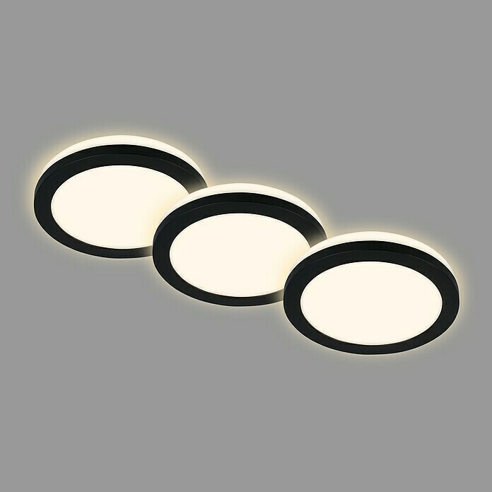 Briloner Led-inbouwspotset (Ø x h: 84 cm x 36,5 mm, Zwart, 3 st., Warm wit) | BAUHAUS