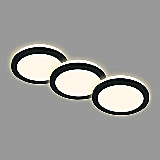 Briloner Led-inbouwspotset (Ø x h: 84 cm x 36,5 mm, Zwart, 3 st., Warm wit)