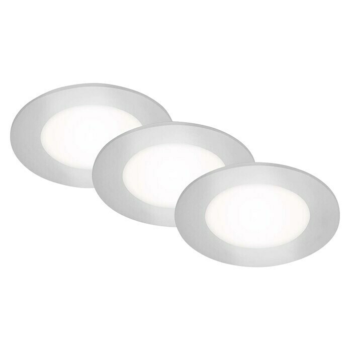 Briloner Led-inbouwspotset Slank (Ø x h: 86 cm x 30 mm, Chroom, 3 st., Neutraal wit) | BAUHAUS