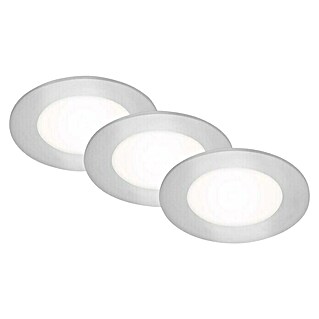 Briloner Led-inbouwspotset Slank (Ø x h: 86 cm x 30 mm, Chroom, 3 st., Neutraal wit)