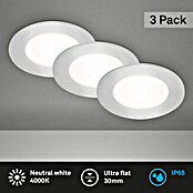 Briloner Led-inbouwspotset Slank (Ø x h: 86 cm x 30 mm, Chroom, 3 st., Neutraal wit) | BAUHAUS