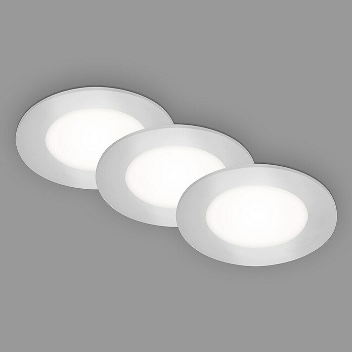 Briloner Led-inbouwspotset Slank (Ø x h: 86 cm x 30 mm, Chroom, 3 st., Neutraal wit) | BAUHAUS