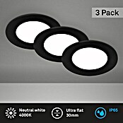 Briloner Led-inbouwspotset (Ø x h: 86 cm x 30 mm, Zwart, 3 st., Neutraal wit) | BAUHAUS