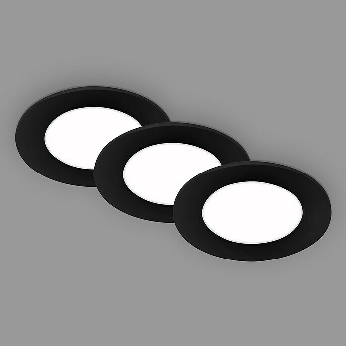 Briloner Led-inbouwspotset (Ø x h: 86 cm x 30 mm, Zwart, 3 st., Neutraal wit) | BAUHAUS