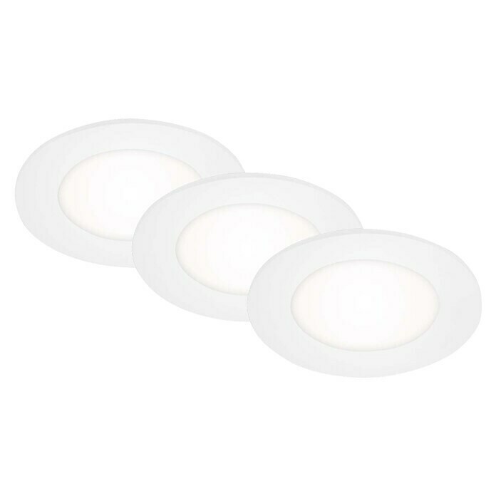 Briloner Led-inbouwspotset Slank (Ø x h: 86 cm x 30 mm, Wit, 3 st., Neutraal wit) | BAUHAUS