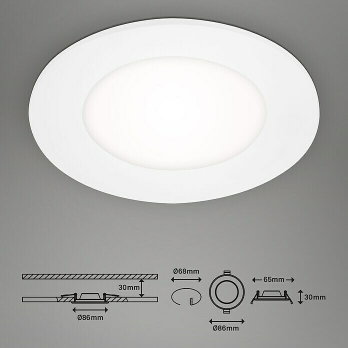 Briloner Led-inbouwspotset (Ø x h: 86 cm x 30 mm, Wit, 3 st., Neutraal wit) | BAUHAUS