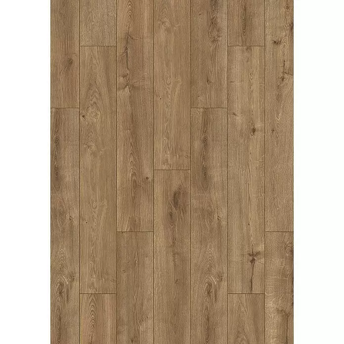 Krono Original Laminat Organic Clever Silent - Hillside Oak, Landhausdiele, 1.288 x 195 x 7 mm - Hellebrauner Laminatboden mit natürlicher Holzmaserung.
