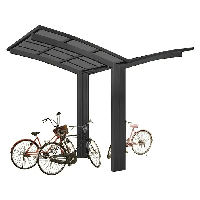 Ximax Portoforte Carport Typ 60 Mini - Außenmaß inkl. Dachüberstand (B x T): 4,04 x 2,54 m, Bikeport, Schwarz - Eine Fahrradüberdachung aus Stahl mit drei Fahrrädern, die darunter geparkt sind. Bietet Schutz vor Wettereinflüssen.