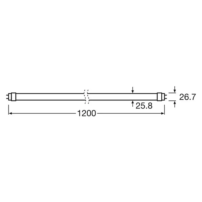 Ledvance LED Leuchtstoffröhre T8 EM VLänge: 121,3 cm, Warmweiß, 15 W, 1.620 lm, G13 - Skizze