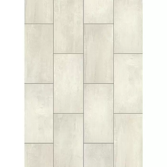 Krono Original Laminat Organic Flex - Brooklyn Mist, Fliese, 638 x 322 x 7 mm - Helle beige Fliesen in Betonoptik mit dunklen Fugen, rechteckig, für Boden oder Wand.