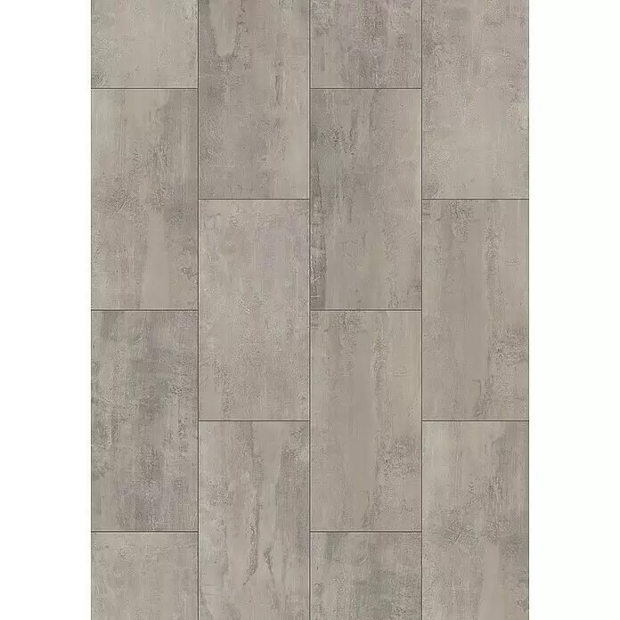 Krono Original Laminat Organic Flex - Brooklyn Vibe, Fliese, 638 x 322 x 7 mm - Graue Betonoptik-Bodenfliesen mit distressed, texturierter Oberfläche.