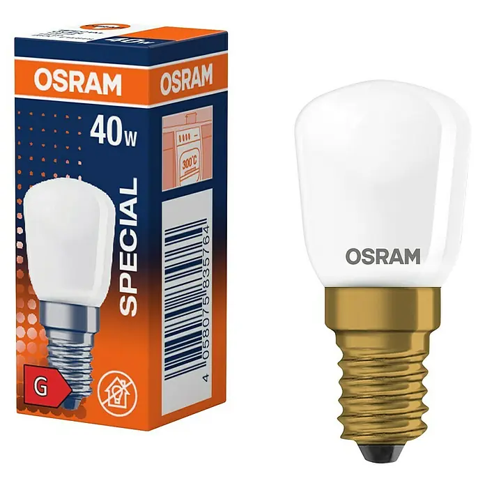 Osram Backofenlampe SPECIAL OVEN T - E14, Dimmbar, Warmweiß, 300 lm, 40 W, Matt - Osram Speziallampe mit 40W Leistung, geeignet für spezielle Anwendungen und mit einem E14 Sockel.