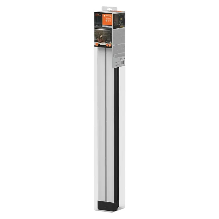 Ledvance LED-Deckenleuchte Office Line Doublerot - 42 W, L x B x H: 106,28 x 11,9 x 10,22 cm, Schwarz, Kaltweiß - Verpackung einer LEDVANCE Office Linear Double Leuchte, ideal für Schreibtische und Büros, in schlankem Design.