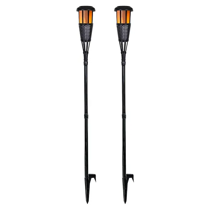 BAUHAUS Solarleuchten-Set - 0,1 W, L x B x H: 12,1 x 12,1 x 131 cm, Schwarz, 1,5 lm - Zwei Solar-Gartenfackeln mit Flammeneffekt, ideal zur Dekoration von Außenbereichen und Gärten. Stimmungsvolle Beleuchtung mit Solarbetrieb.