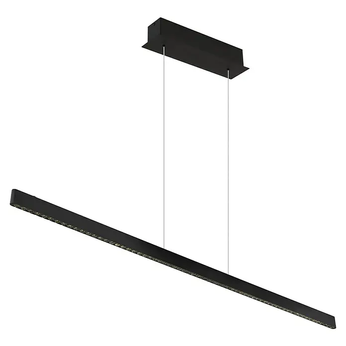 Globo LED-Pendelleuchte Dentsy - 43 W, Neutralweiß, Schwarz, L x B x H: 120 x 9 x 120 cm - Moderne, schwarze Hängeleuchte mit LED-Beleuchtung. Ideal für Esszimmer oder Wohnbereiche, die eine stilvolle Beleuchtungslösung suchen.