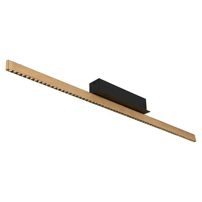 Globo LED-Pendelleuchte Dentsy - 43 W, Neutralweiß, Kupfer, L x B x H: 120 x 9 x 120 cm - Diese Aufnahme zeigt eine moderne, goldfarbene LED-Leuchte mit schwarzer Befestigung vor schwarzem Hintergrund.