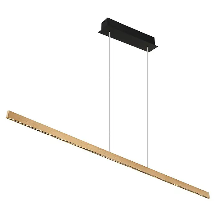 Globo LED-Pendelleuchte Dentsy - 53 W, Neutralweiß, Kupfer, L x B x H: 150 x 9 x 120 cm - Elegante LED-Hängeleuchte mit Holzoptik. Die Leuchte besticht durch ihr minimalistisches Design und ihre warmweiße Beleuchtung.