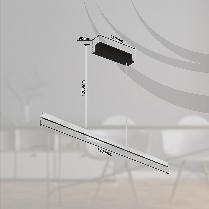 Globo Viseća LED svjetiljka Dentsy  (43 W, Neutralno bijelo, Srebrna, D x Š x V: 1.200 x 90 x 1.200 mm) | BAUHAUS