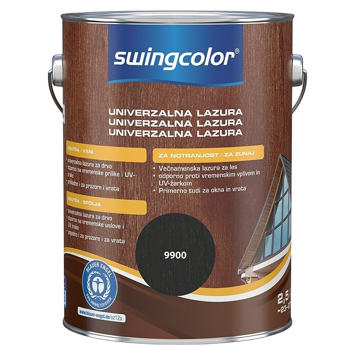 swingcolor Lazura za drvo  (Crna, 2,5 l, Svilenkasti sjaj) | BAUHAUS