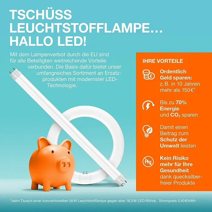 Osram LED-Röhre LED TUBE T5 HF - Länge: 56,3 cm, Kaltweiß, 7 W, 1.000 lm, G5 - LED-Leuchtmittel-Set mit Sparschwein.