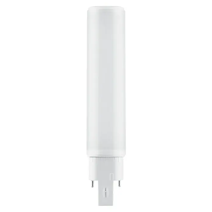 Osram LED-Röhre DULUX LED D/E - Länge: 16,98 cm, Warmweiß, 10 W, 990 lm, G24q-3 - Nahaufnahme einer weißen zylindrischen Lichtquelle, die ein modernes und minimalistisches Design für stilvolle Beleuchtungslösungen zeigt.
