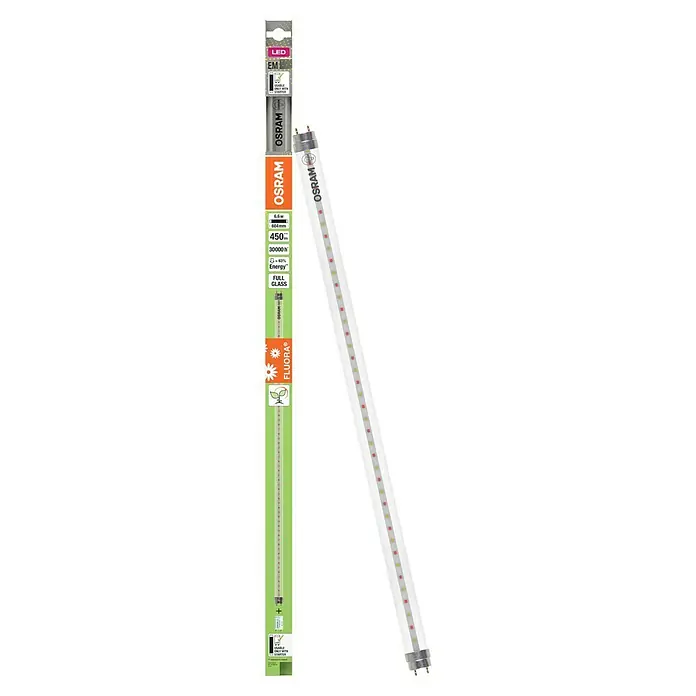 Osram LED-Röhre Fluora - Länge: 60 cm, 450 lm, G13 - Produktaufnahme einer Osram LED-Leuchtstoffröhre, ideal für Pflanzenwachstum, mit energiesparender Technologie und langer Lebensdauer.