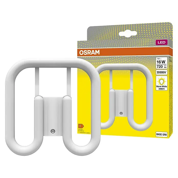 Osram LED-Röhre DULUX LED SQ - Länge: 13,7 cm, Warmweiß, 7 W, 720 lm, GR8, 3.000 K - Produktfoto der OSRAM LED-Lampe, die energiesparende Beleuchtung mit warmweißem Licht bietet und sich durch ihre lange Lebensdauer auszeichnet.
