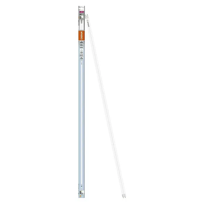 Osram LED-Röhre Tube T8 EM - Länge: 106,1 cm, Kaltweiß, 11,6 W, 1.400 lm, G13 - Abbildung einer Osram LED-Röhre mit Verpackung. Diese Röhre bietet hohe Helligkeit und Energieeffizienz für vielfältige Beleuchtungsanwendungen.