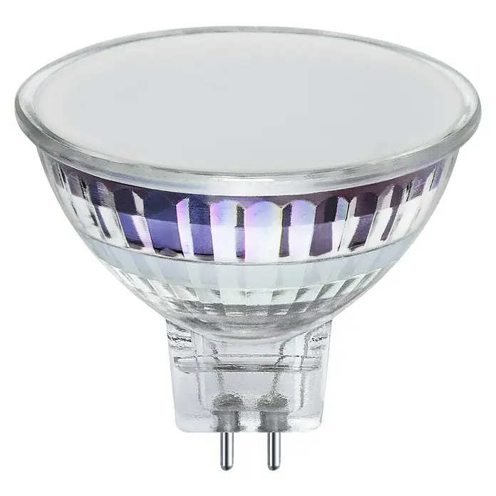 Osram Star LED-Lampen Set MR16 - 4,3 W, 396 lm, 2 Stk. - Nahaufnahme einer MR16 LED-Lampe, ideal für Akzentbeleuchtung mit energieeffizienter Technologie und klarem Design.