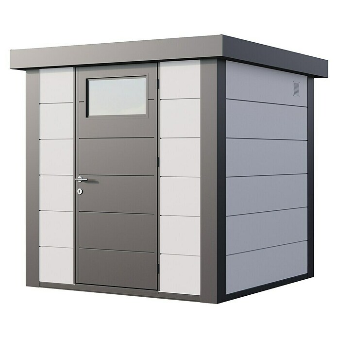 Telluria Metallgerätehaus Classico 2121 (Außenmaß inkl. Dachüberstand (B x T): 228 x 228 cm, Weiß/Anthrazit, Stahl, Ohne Set) | BAUHAUS