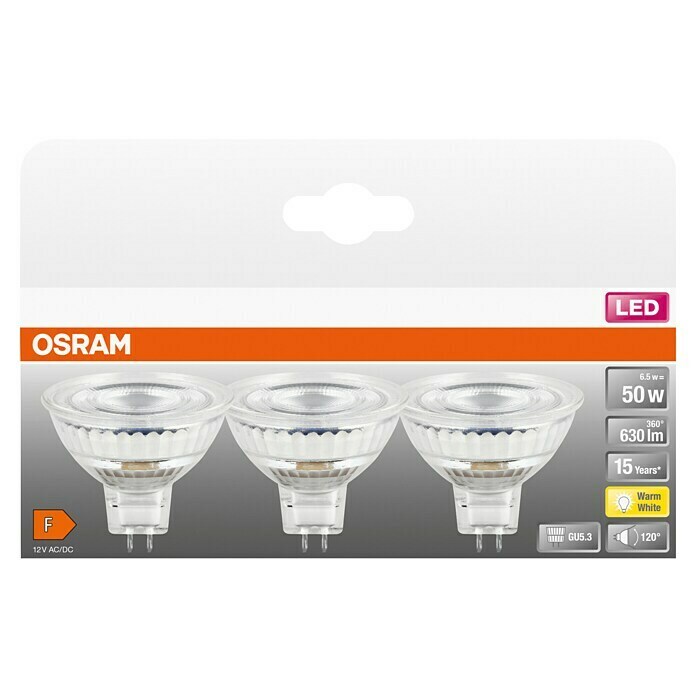 Osram Star LED-Lampen Set MR16 (6,5 W, 630 lm, 3 Stk.) | BAUHAUS