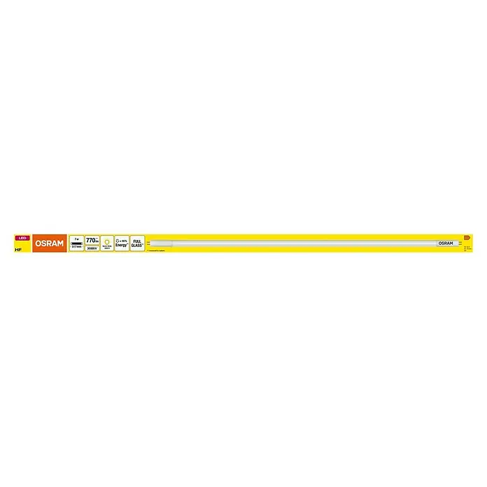 Osram LED-Röhre LED TUBE T5 HF SHORT - Länge: 53 cm, Warmweiß, 7 W, 770 lm, G5 - Produktabbildung einer Osram LED-Röhre mit 7W, 770 Lumen, warmweißem Licht (3000K) und A-Energieeffizienzklasse, aus Vollglas, für HF-Betrieb.