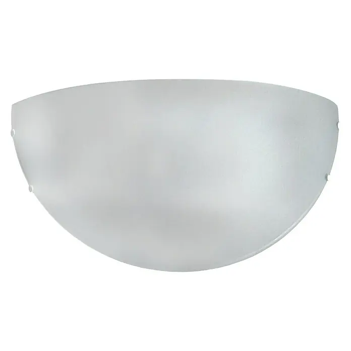 Aplique de pared LED Eclipse - 20 W, L x An x Al: 9 x 25 x 13 cm, Blanco, Blanco neutro - Primer plano de una lámpara de techo semicircular de cristal blanco esmerilado, que promete una luz suave y difusa, ideal para pasillo o baño.