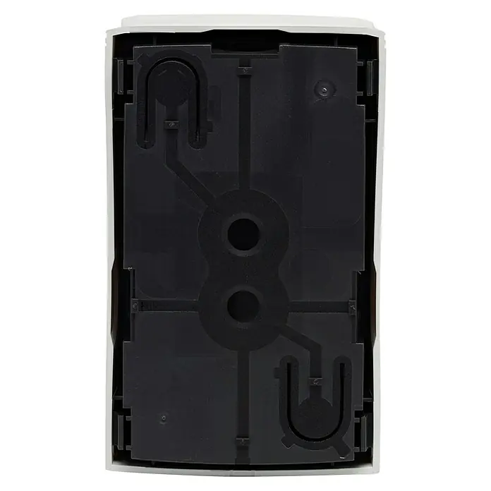 Homematic IP Bewegungsmelder mit Schaltaktor - Weiß, 1.150 W - Innenansicht eines weißen Seifenspenders mit einem schwarzen, geformten Innenleben, das ein einzigartiges Design aufweist.