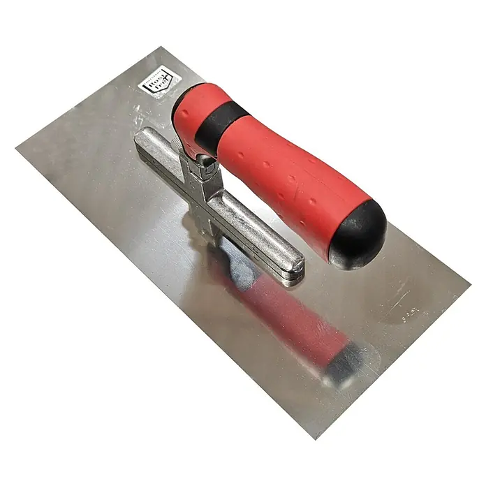 Heka Glättkelle VarioTop - Geeignet für: Glätten von Flächen, 2K-Griff - Glättkelle mit rotem Griff und reflektierender Klinge zum Verputzen und Glätten von Oberflächen, ideal für Bauarbeiten.