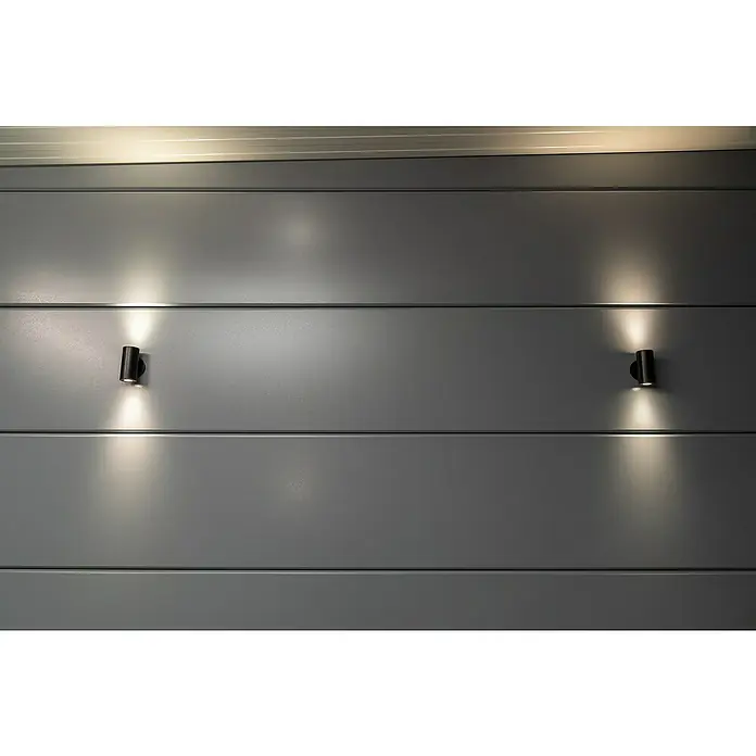 Telluria Pavillon Singolo 3630 - Außenmaß inkl. Dachüberstand (B x T): 388 x 328 cm, Stahl, Anthrazit, Ohne Set - Wandmontierte Leuchten mit nach oben und unten strahlendem Licht und einem schlanken, zylindrischen Design für moderne Akzentbeleuchtung.