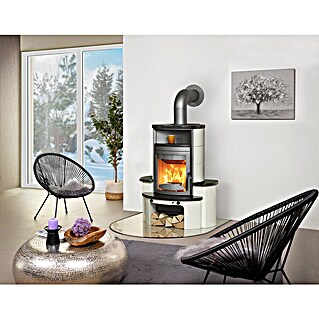 Hark Kaminofen Avenso GT ECOplus (8 kW, Raumheizvermögen: 220 m³, Verkleidung: Kachel, Weiß/Meteor-Schwarz)