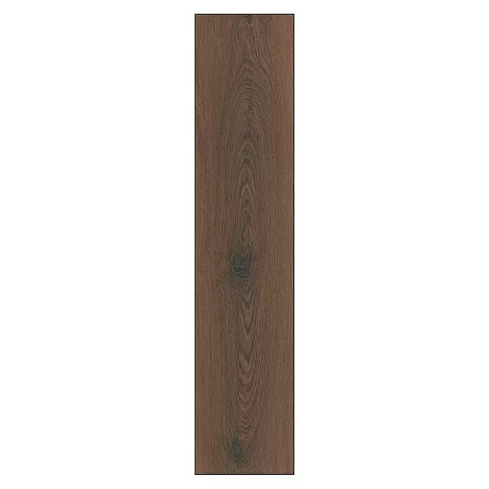 Krono Original Laminatmuster Organic Clever Silent Bourbon Hills Oak - 297 x 195 x 7 mm, Landhausdiele - Dunkelbraune Holzoptik-Diele mit natürlicher Maserung und Ast.