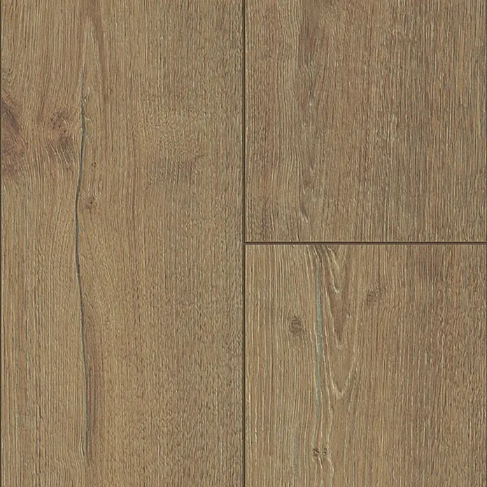 Krono Original Laminatmuster Organic Clever Long Silent Sepia Tegernsee Oak - 297 x 245 x 7 mm, Landhausdiele - Ansicht von strukturiertem Laminatboden in warmen Brauntönen, ideal für moderne Wohnräume mit einem natürlichen Look.
